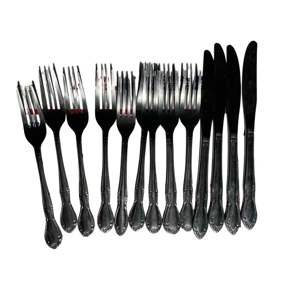 Walco Stainless 18 Chrome No 5 Flatware Forks Knives Set 14 Pieces Vintage